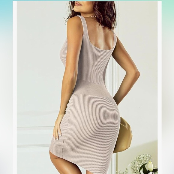 Casual Square Neck Ribbed Knit Sleeveless Sundress Sexy Bodycon Mini Dre…
8034 - Picture 4 of 5